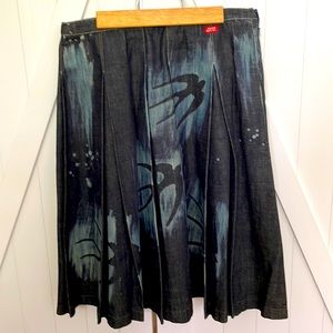 Vintage Miss Sixty pleated knee length denim skirt.